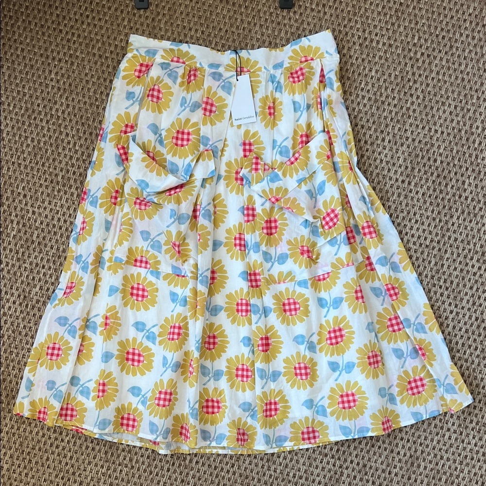 Charming Floral A-Line Skirt in Yellow and Pink